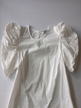English Factory White Puff Sleeve Cotton Poplin Blouse Small